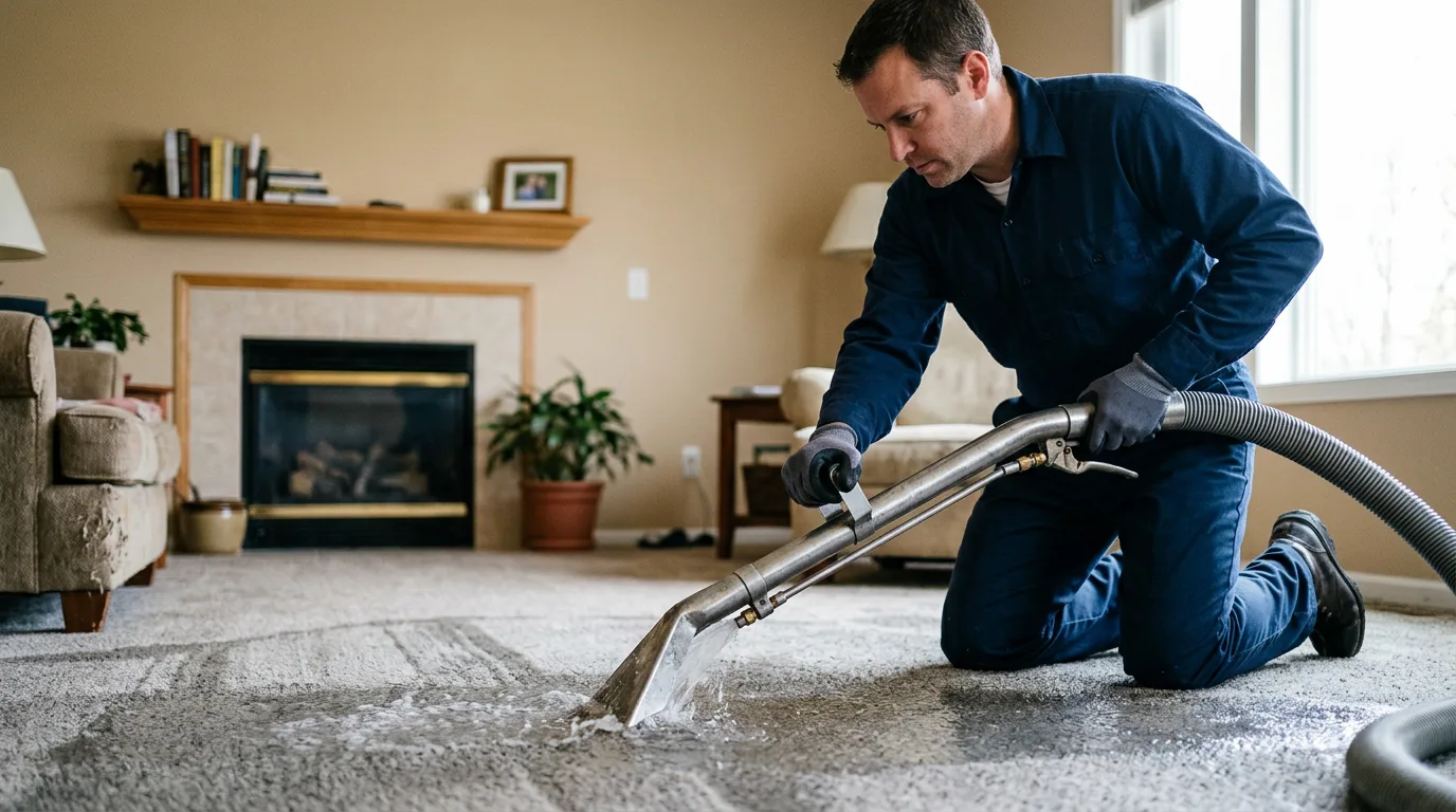 Water damage restoration technician working near Emerson, NJ